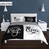 Пары Современный пододеяльник Queen 220x240 260x240 Комплект постельного белья Crown Черно-белый покрывало для двуспальной кровати 2 сп Взрослый спальный гарнитур