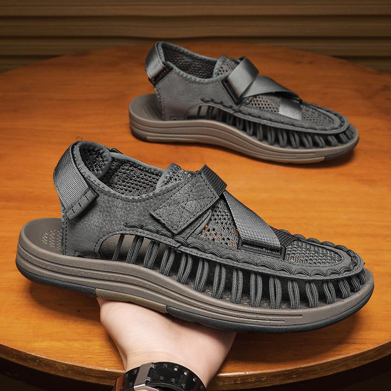 Мужские летние сандалии Пляжная обувь на мягкой подошве Мужские плетеные повседневные тапочки 39-47