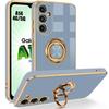 Case - BOOLING - for Samsung Galaxy A14 4G/5G - Shockproof Soft TPU - Rotating Ring Stand - Blue
