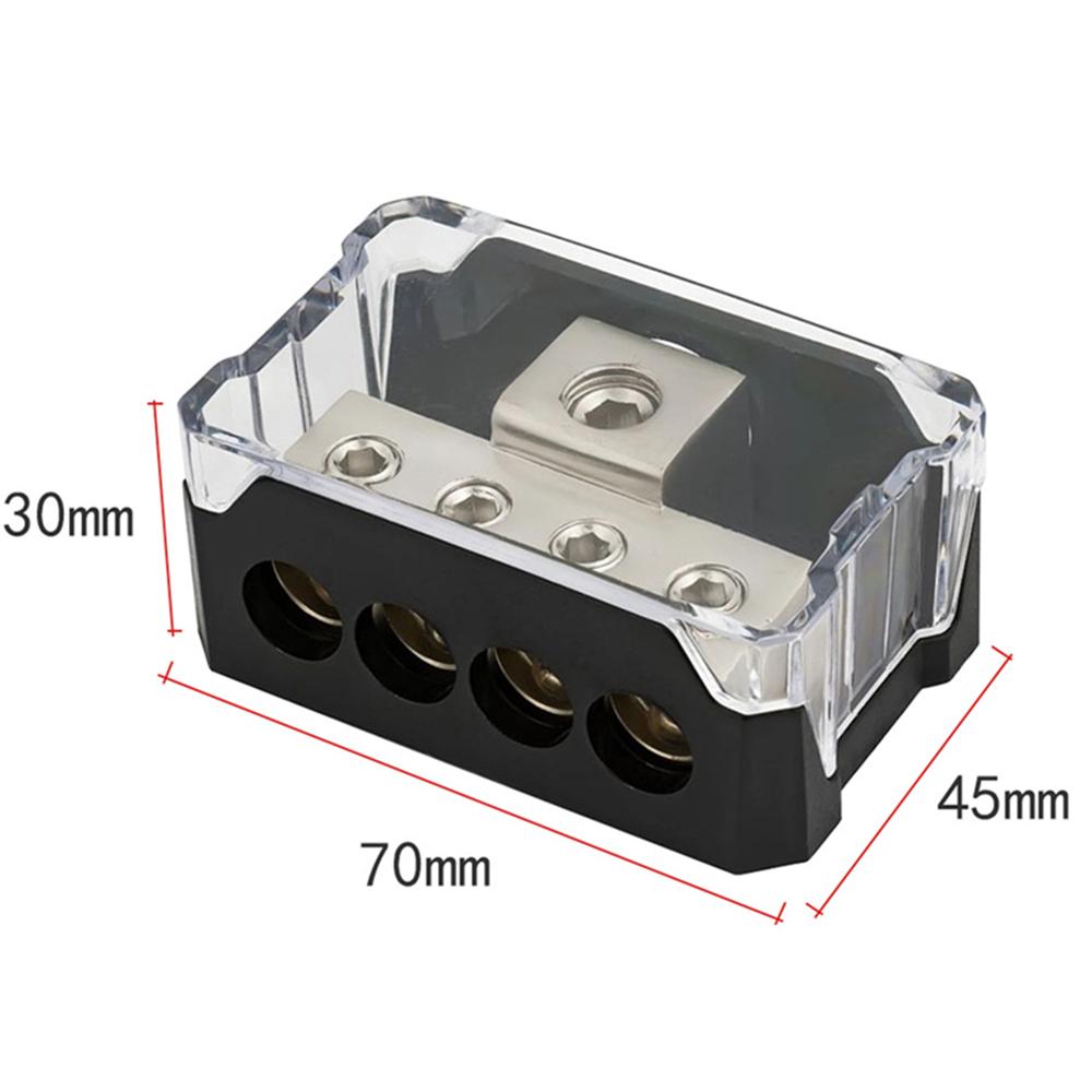 1x0 Gauge Input To 4x4 Gauge Output Power Ground Distribution Block Black&Silver