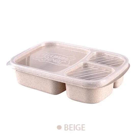 Portable Lunch Box Wheat Straw Bento Box with Compartment Picnic Bento Box Fruit Container Microwave Oven Dinnerware for Student