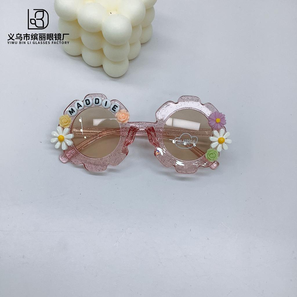 Уличная съемка Tide с детскими очками Sunflower, металлические персонализированные детские солнцезащитные очки своими руками, детские солнцезащитные очки с маленькой маргариткой