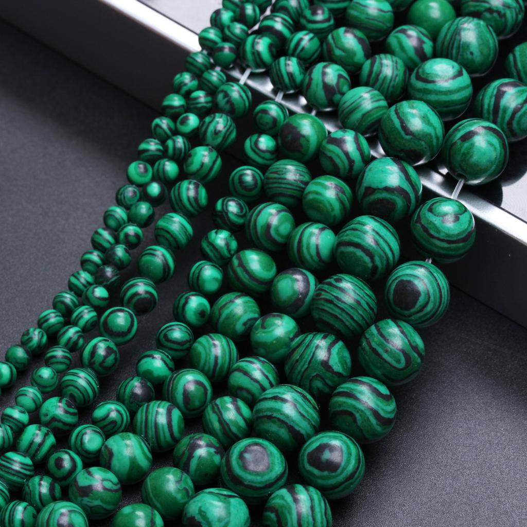 Аксессуары для изготовления ювелирных изделий DIY бусины 40-20 шт. Очаровательные зеленые ожерелья из малахита 4/6/8/10 мм свободные бусины Павлин драгоценный камень круглый натуральный камень