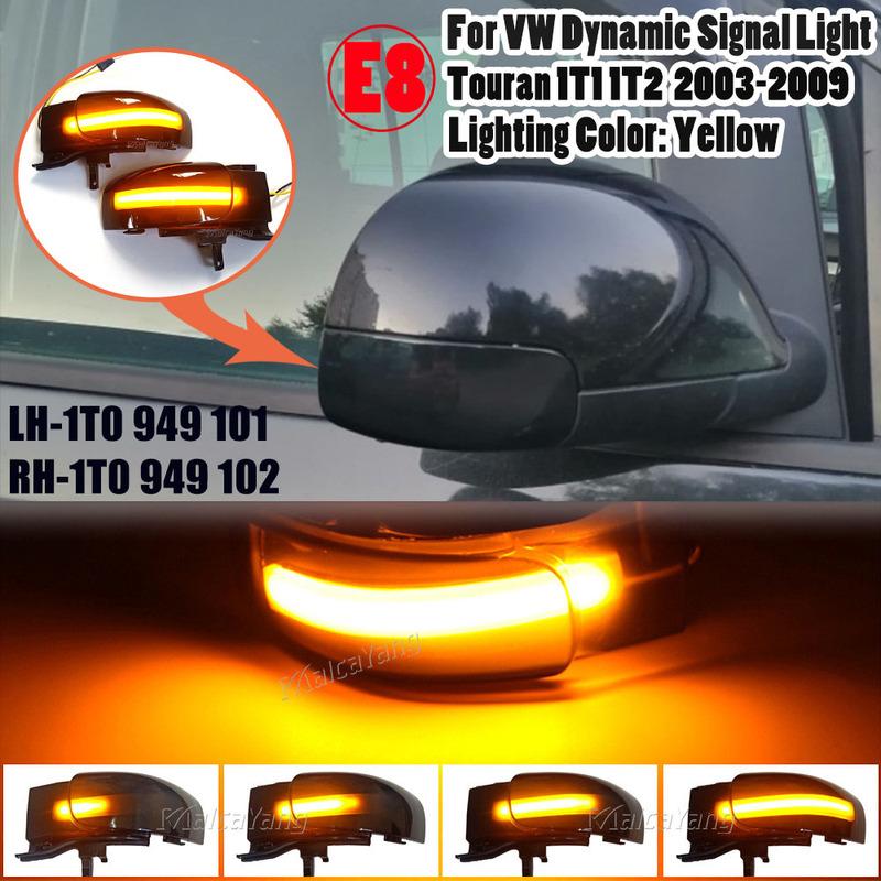 2x LED Dynamic Blinker For Volkswagen VW Touran 2003 2004 2005 2006 2007 2009 2010 Turn Signal Light Side Lamp Mirror Indicator
