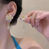 1 пара висячих серег с искусственным кристаллом, элегантные серьги-гвоздики во французском стиле, гипоаллергенные прозрачные цветочные серьги, модные украшения