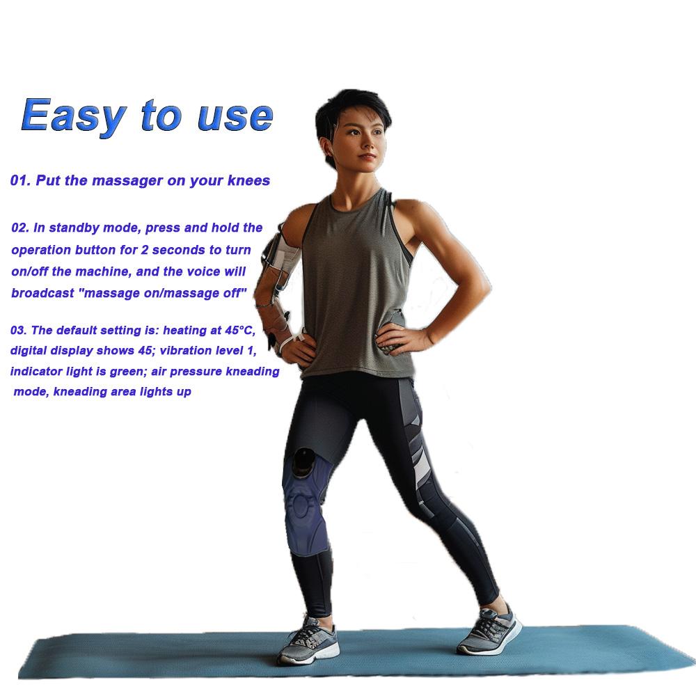 Умный массажер для колена с компрессией воздуха, теплом и вибрацией — снимает боль в суставах, облегчает симптомы артрита, улучшает кровообращение