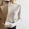 Double-sided German Velvet Bottoming Shirt for Women, Autumn and Winter Round Neck Long-sleeved Basic White Brushed Soft Waxy Top
