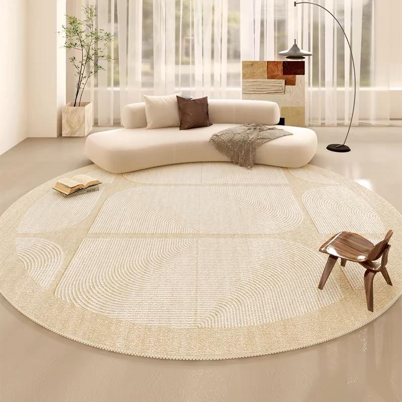 Round Summer Rug Coffee Table Sofa Cushion Living Room Bedroom Study Floor Mat Bedside Rug Easy to Clean Home Decoration