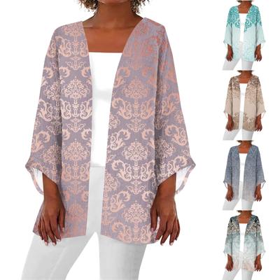 Женская повседневная модная легкая куртка средней длины с принтом в стиле ретро, ​​кардиган