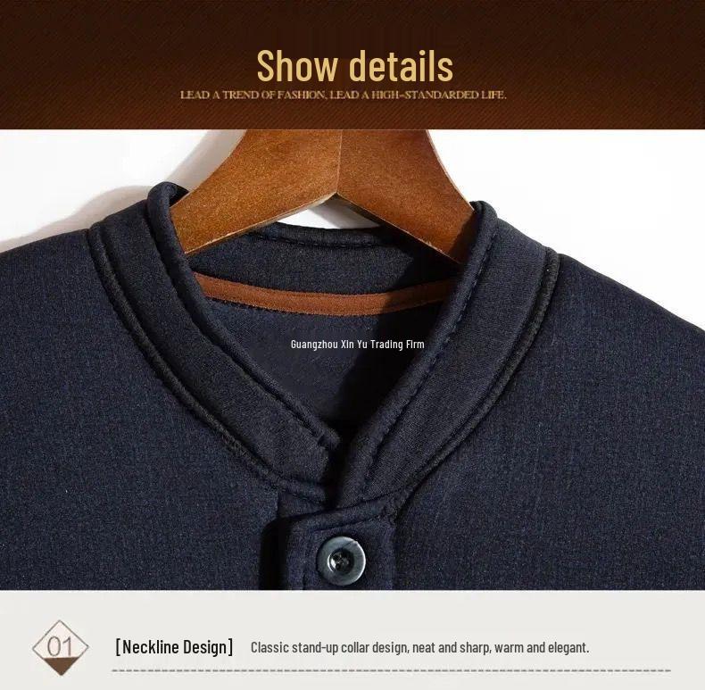 Мужской теплый зимний комплект: Хлопковый утепленный костюм (куртка и брюки) для пожилых – с флисовой подкладкой, верблюжий пух, идеально для папы или дедушки.