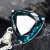 Teal Sapphire 80.1 Ct CERTIFIED Trillion 925 Sterling Silver Gemstone Pendant MY-PD-116-NS