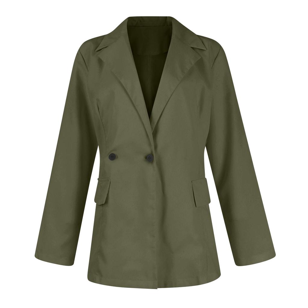 Женское повседневное рабочее пальто с длинным рукавом и V-образным вырезом на одной пуговице, однотонное