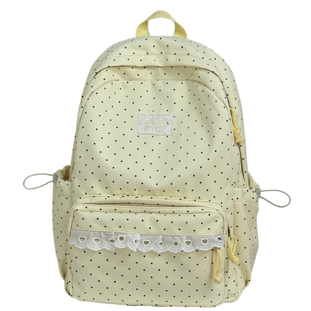 Sweet Lace Trim Rucksack Large Capacity Student School Bag Y2k Polka Dot Backpack Outdoor Use