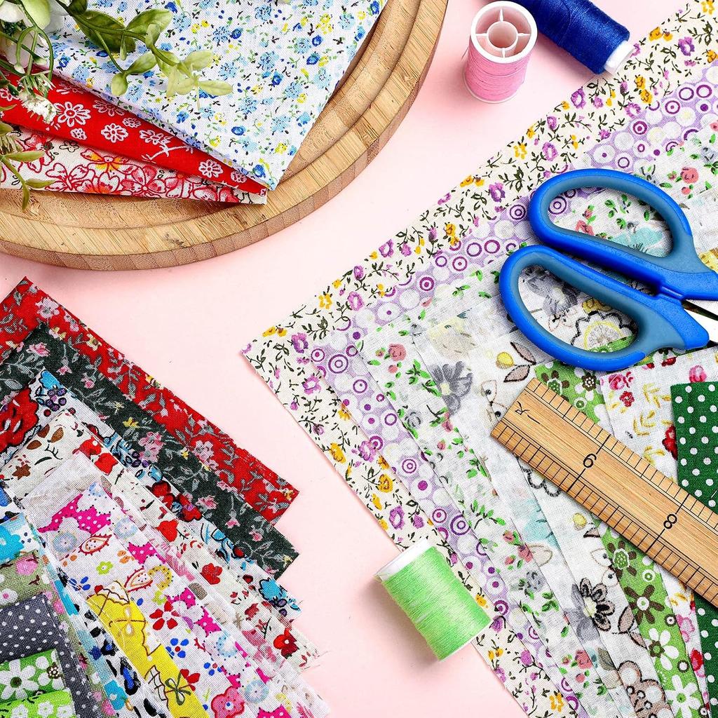 150 шт. 10 x 10 дюймов Набор хлопчатобумажной ткани Предварительно нарезанные толстые квадраты Тканевые обрезки Хлопчатобумажная ткань для квилтинга Толстый Цветочный Животные Мультяшный Лоскутное шитье для DIY