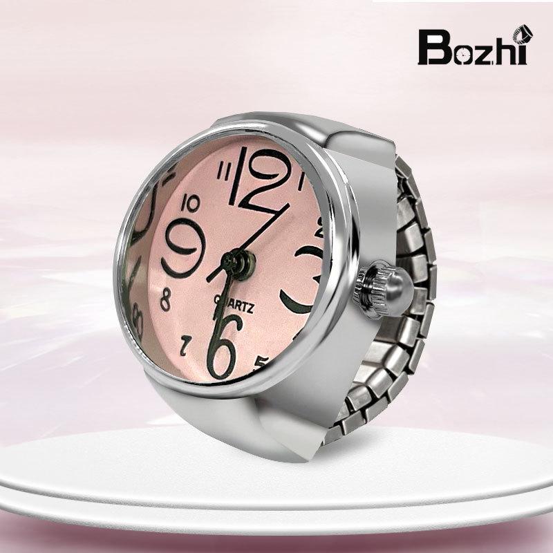 Trendy Unisex New Retro Hip-hop Women's Ring With Round Steel Dial Punk Style Elastic Quartz Ring Women's And Girls' Ring Watch