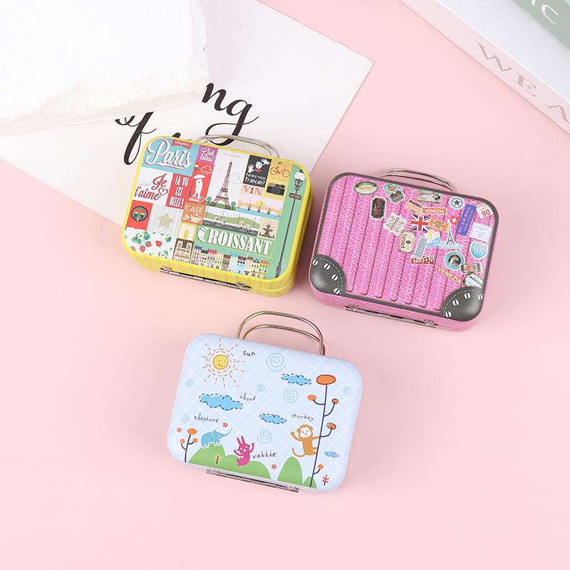 Vintage Mini Suitcase With Handle Candy Tinplate Storage Box For Wedding Gift