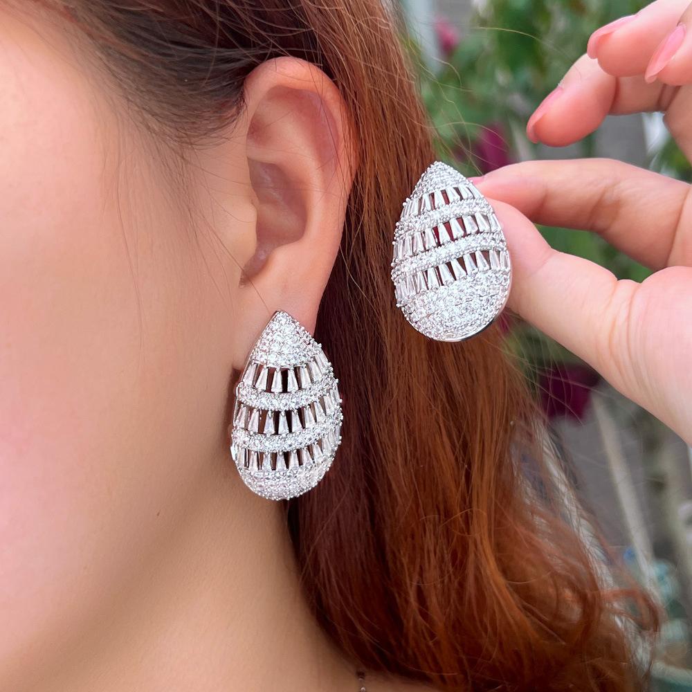 Роскошные серьги с полым цирконом, микро-инкрустация, циркон в форме буквы Т, популярные серьги и украшения для ушей