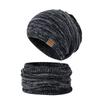 Men And Women's Woolen Cap Thickening Warm Ear  Cold Knitting Cap Two Sets