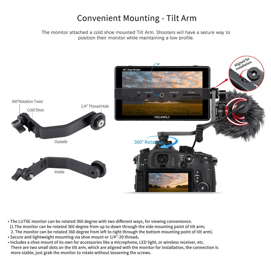 FEELWORLD LUT6E 6-дюймовый IPS-монитор, 1600 нит, видеопанель, 4K HDMI, входной выход, 1920*1080 пикселей, сенсорный