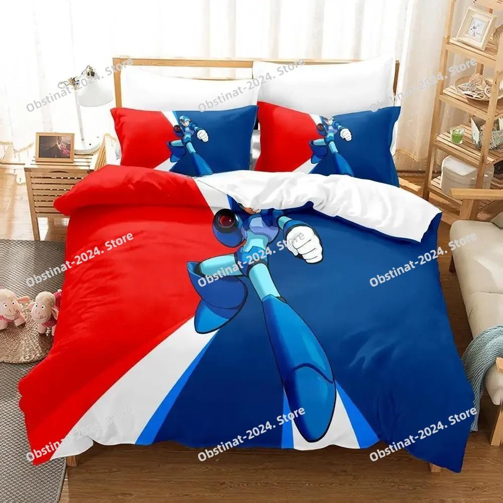 Mega Man X DiVE Bedding Set Printed Duvet Cover Sheet Pillowcase Bed Soft Quilt Cover Full Queen King Size Anime Bed Sheet Set
