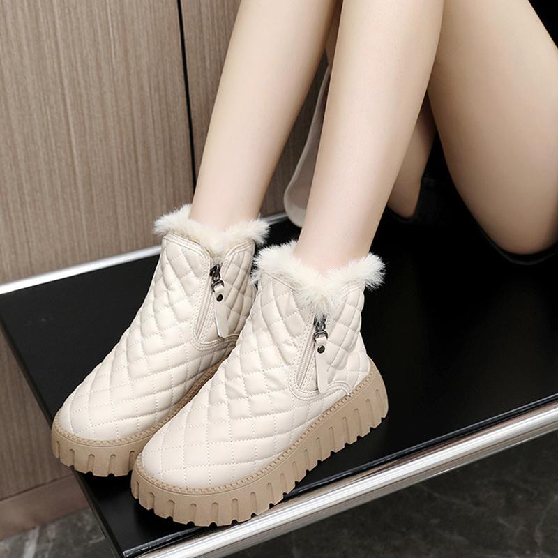 Осенние и зимние зимние ботинки с плюшевыми хлебными ботинками, толстые подошвы для увеличения роста, короткие зимние ботинки из хлопка, теплая хлопковая обувь