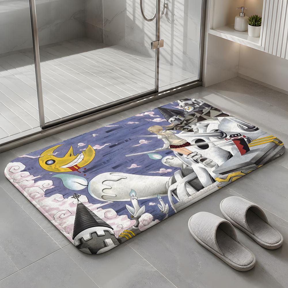 S-Soul E-Eater Anime Good Floor Mat Soft Flannel Non-Slip Rug Washable Floor Mat for Living Room