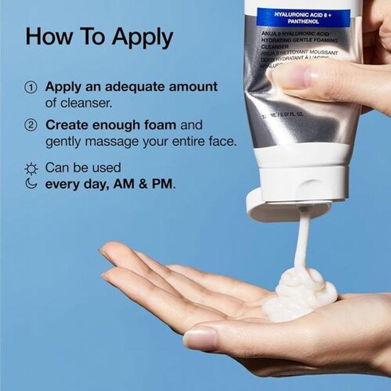 Anua 8 Увлажняющая нежная очищающая пенка с гиалуроновой кислотой 150 мл