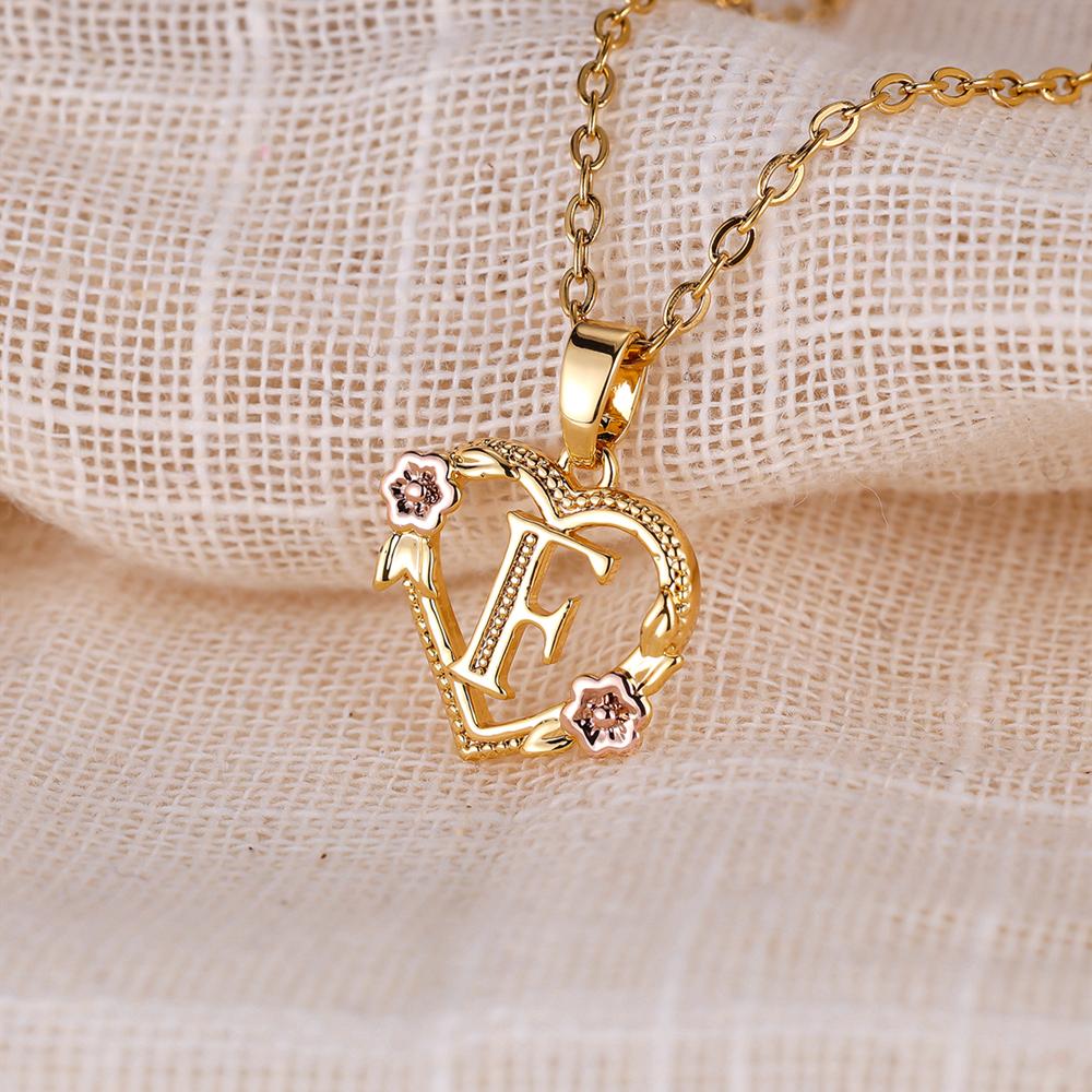 AZ буквы золотого цвета цветок инициалы ожерелье для женщин девушка сердце письмо колье ожерелье лучшие подарки алфавит ювелирные изделия