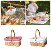 Wicker Picnic Basket with Handle and Washable Liner for Camping Vegetable Picking Mother's Day Thanksgiving Outings