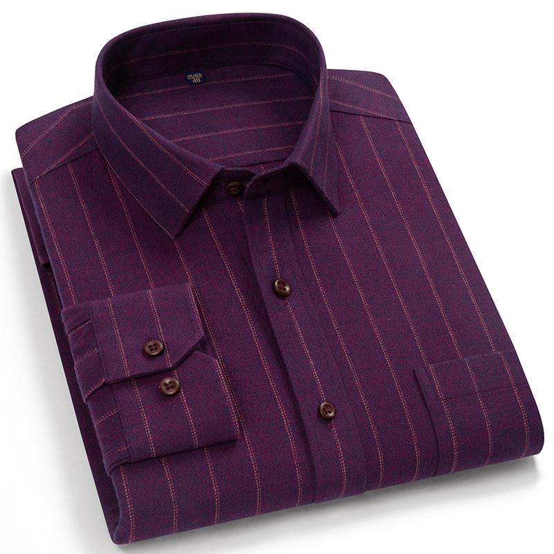 Мужские полосатые рубашки из 100% хлопка Business Casual с длинным рукавом, высокое качество
