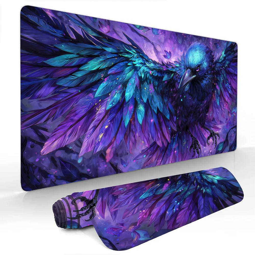 Fantasy purple crow large Mouse Pad Desk Mat Gaming mats with Stitched Edge Durable NonSlip Computer mousepad office rug