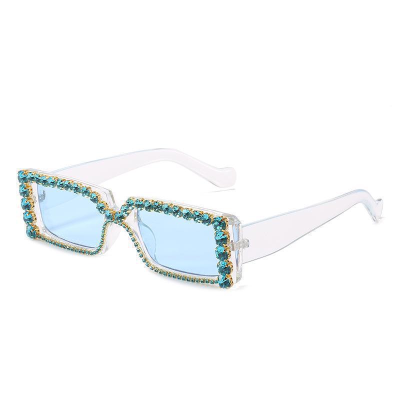 Personalized diamond-encrusted sunglasses, European and American trend versatile handmade square sunglasses, point diamond glasses