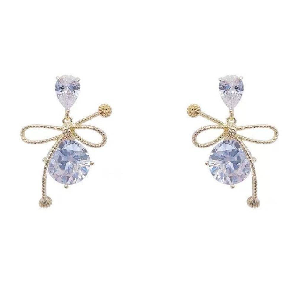 Women Jewelry Crystal Zircon Earrings Stud Earrings Bowknot Earrings Date Night