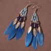 Bohemian Long Feather Dangle Earrings For Women Beach Chain Tassel Drop Earrings Wedding Bride Jewelry Girl Gift