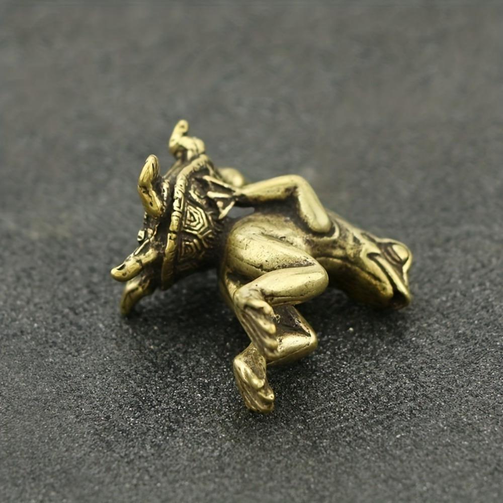 Retro Brass Turtle Frog Micro-carved Tea Pet Collection Ornaments Home Decoration Room Desktop Crafts Model