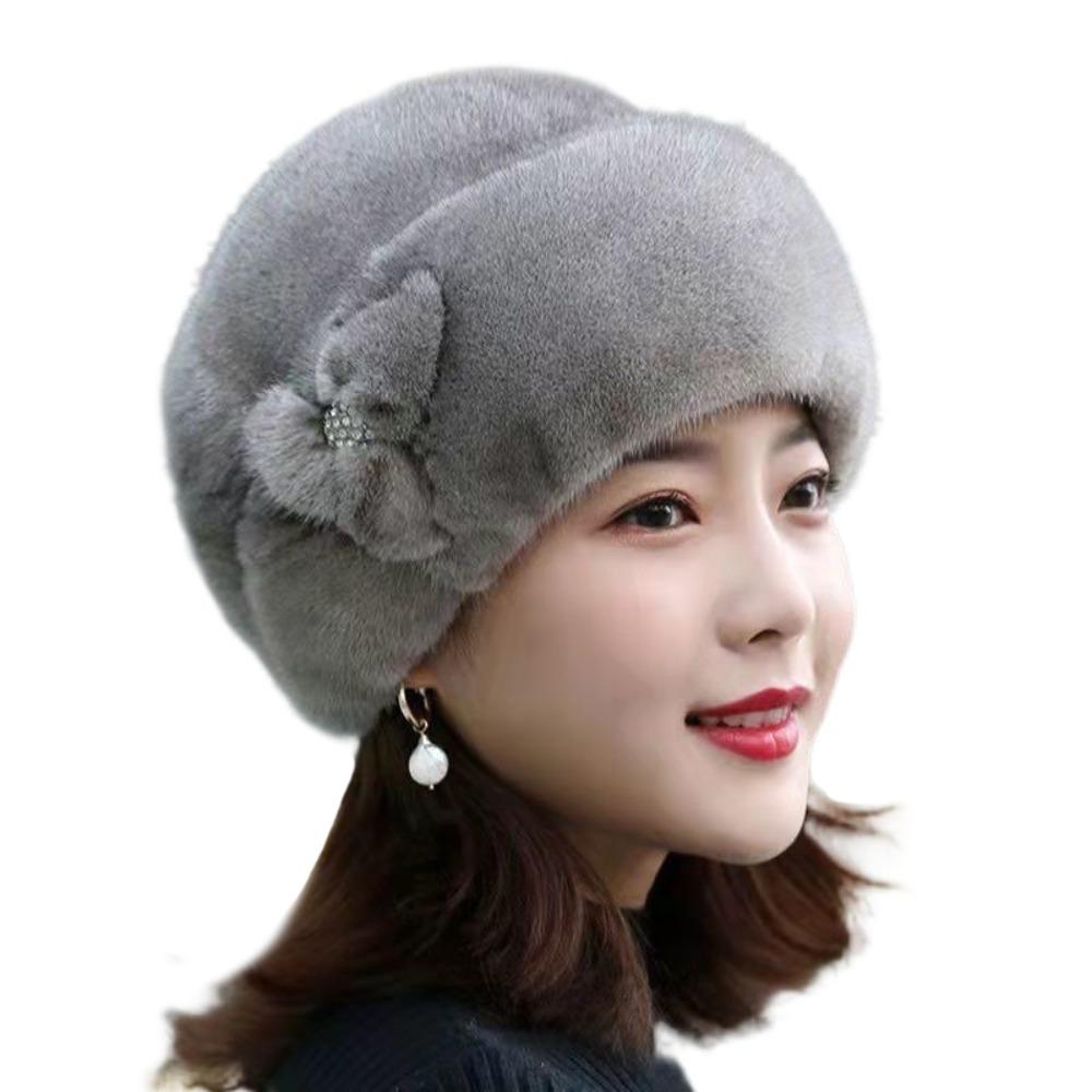 Flower Decor Bucket Hats Thickened Thermal Hat Solid Color Windproof Caps Cycling Skiing