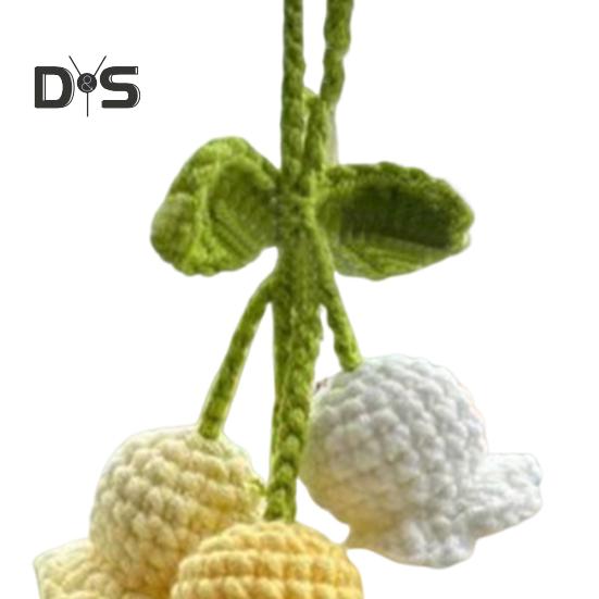 Подвесной автомобильный кулон ручной работы, вязаные лилии, очаровательные вязаные крючком украшения для салона автомобиля