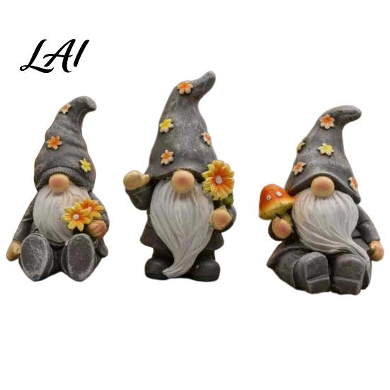 Cute Gnome Gift Sets Halloween Garden Figurine Vintage Flower Mushroom Elf Dwarf Statue Patio Tabletop Ornaments for Yard Waterproof Resin
