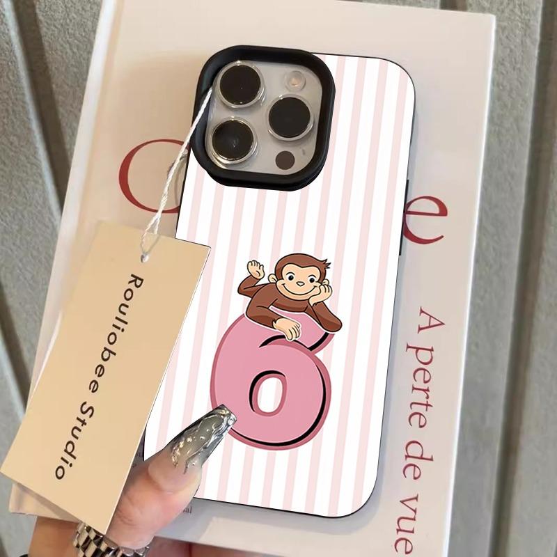 Vogue Striped Monkey Letter 6 Phone Case For Samsung Galaxy S26 Ultra S23 S24 S25 Plus S22 FE A36 A26 A56 A16 A57 A37 A55 Cover