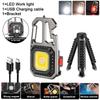 LED Portable Keychain Flashlight Outdoor Camping COB Work Light Emergency Lighting With Window Hammer Bottle Opener Lamp