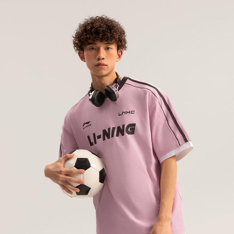 Спортивная коллекция Li Ning Футболка унисекс Прозрачный розовый AHSU657-7