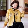 Pasite Autumn Chinese Style Floral Print Stand Collar Coat