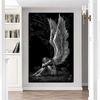 Абстрактные постеры и принты Дьявол и ангел живопись серый персонаж крылья череп холст картины для гостиной украшения дома