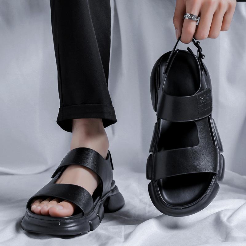 2025 летние римские сандалии мужская летняя пляжная обувь мужская повседневная верхняя одежда мужская верхняя одежда на толстой подошве 4881-R