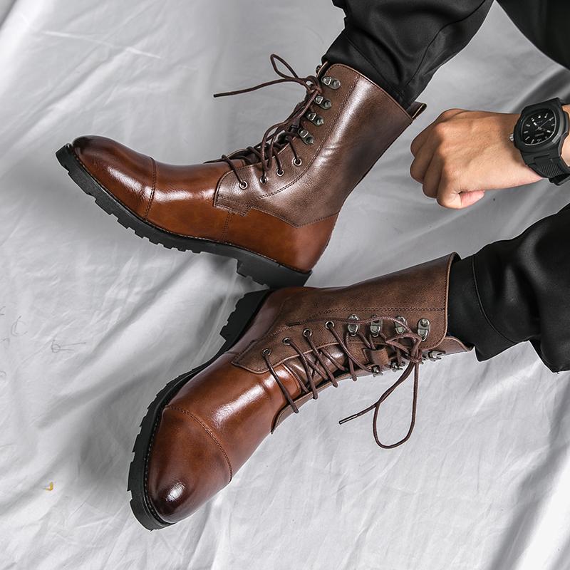 Fashion Casual Men's Long Boots Trendy New Designer Styles Leisure Business Party Office Outdoor Motorcycle Black Brown Plus Size Shoes