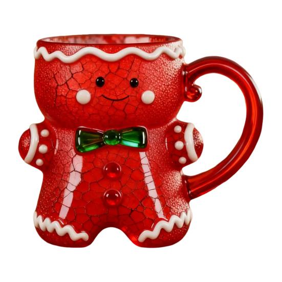 Ceramic Gingerbread Man Mug Christmas Gingerbread Man Shaped Coffee Cup with Handle for Coffee Tea Hot Chocolate Water