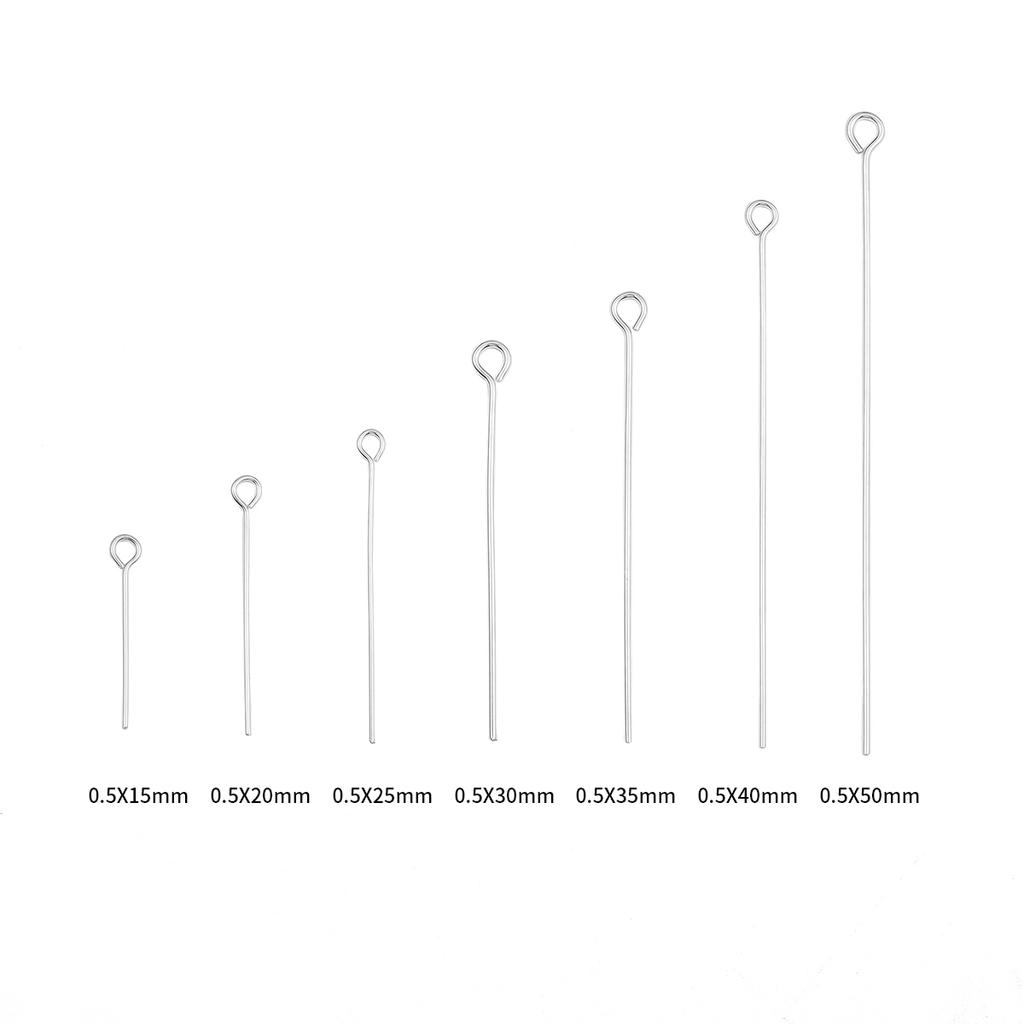 925 Sterling Silver Ball Head Pins Needles 9 Eye Pins T Shape Heads Pins Beads Earring Jewelry Findings Ornament Jewelry Making