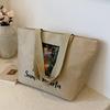 Large Capacity Linen Bag Women'S Commuter Tote Bag Women'S Fashion Going Out Shoulder Burlap Bag