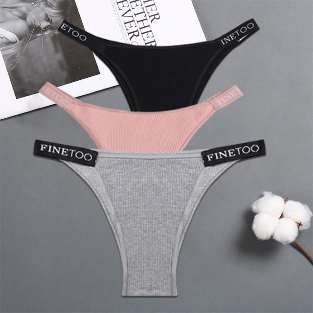FINETOO 3PCS/Set Women's Lingerie Panties Cotton Gstring Female Underpants Sexy Letter Panties Thong Pantys Underwear Intimates