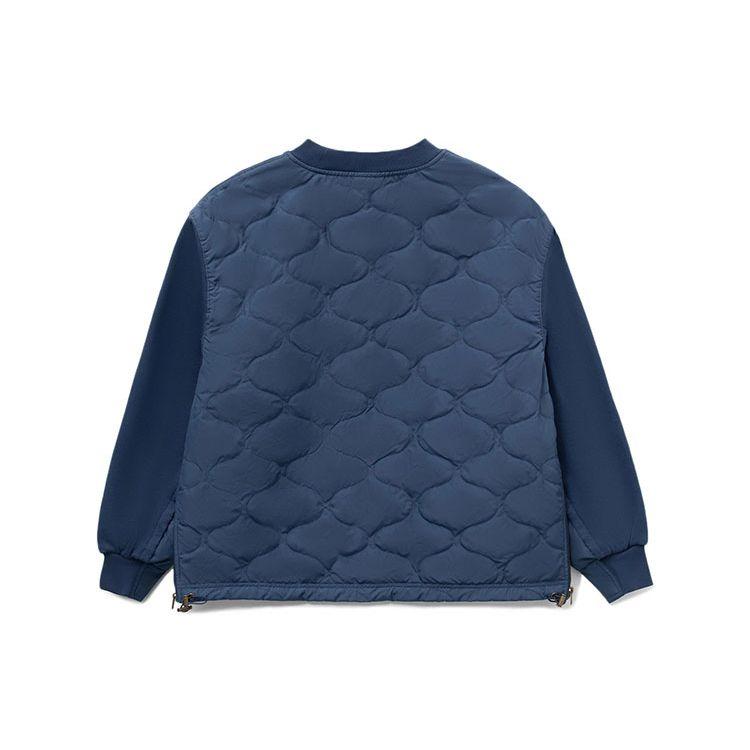 Li Ning 21FW Wu Chuang Wu Yi логотип буквенный принт сращивание однотонный круглый вырез свободная хлопковая куртка мужские куртки синий AWDRA65-4